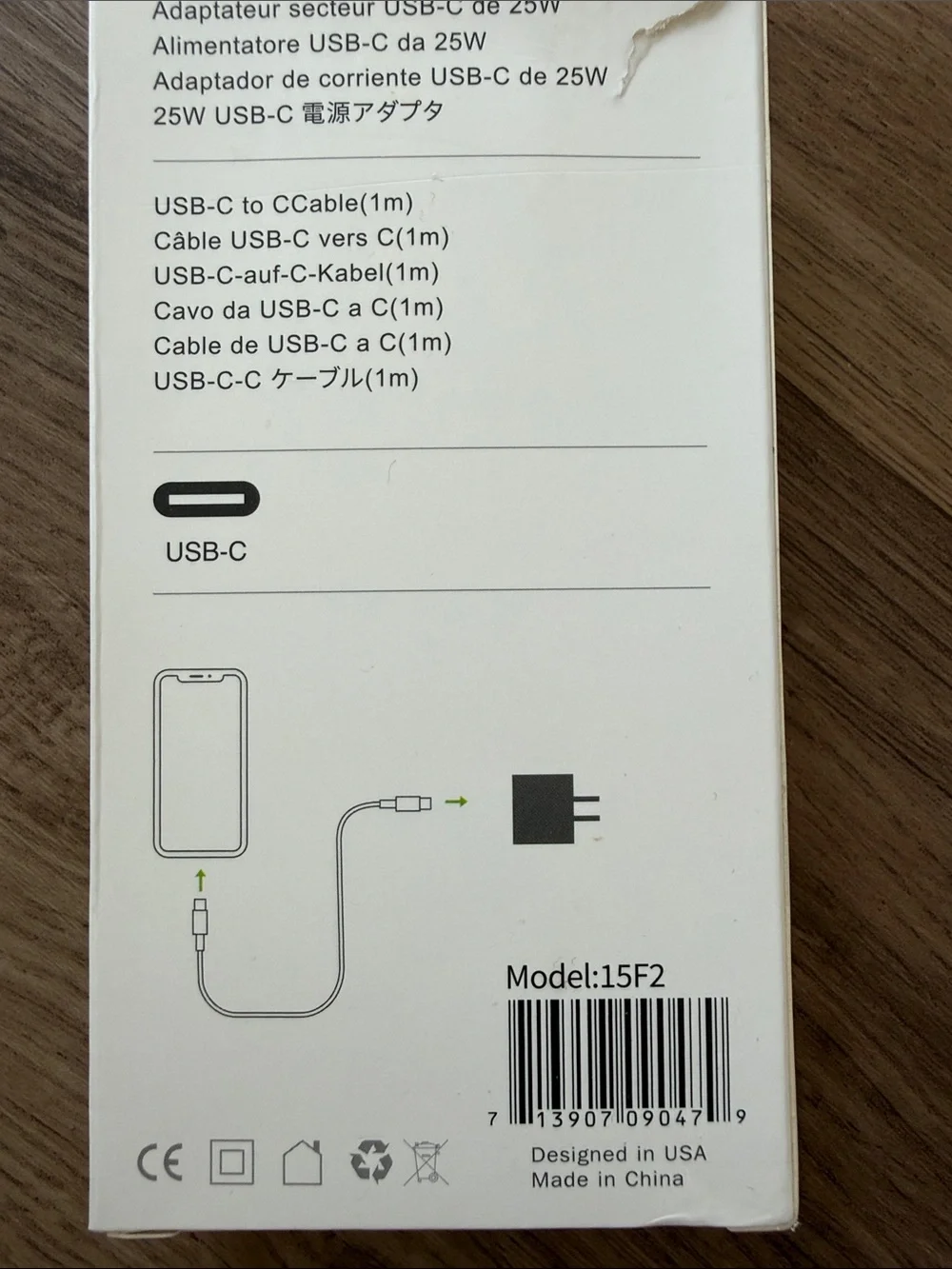 NEW 25W USB-C Fast Charge Wall Power Adapter with USB-C to C Braided Woven Cable